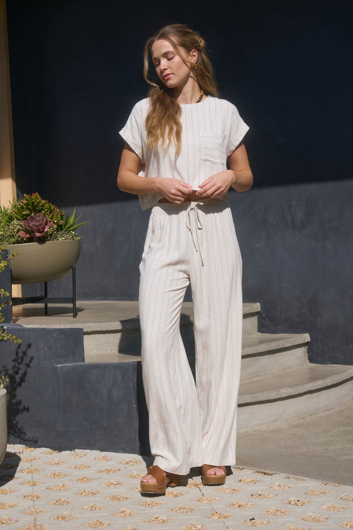 Oatmeal Flowy Pants