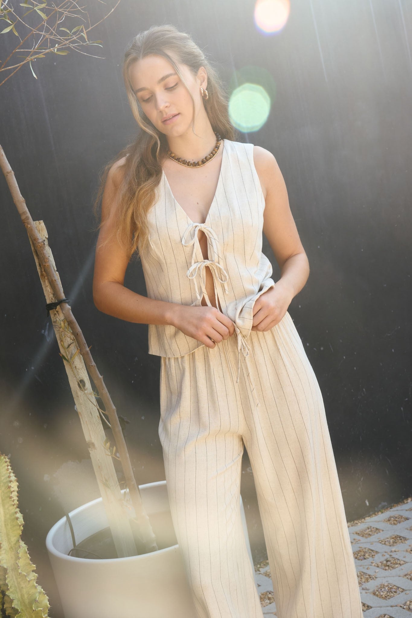Oatmeal Flowy Pants