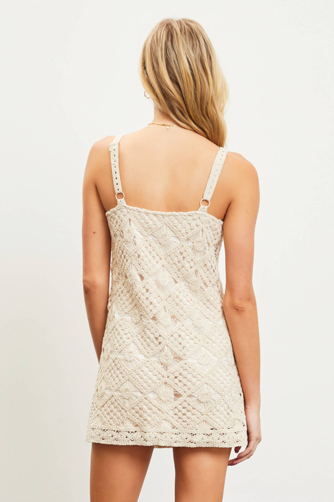 STRAPPY CROCHET DRESS: S / NATURAL