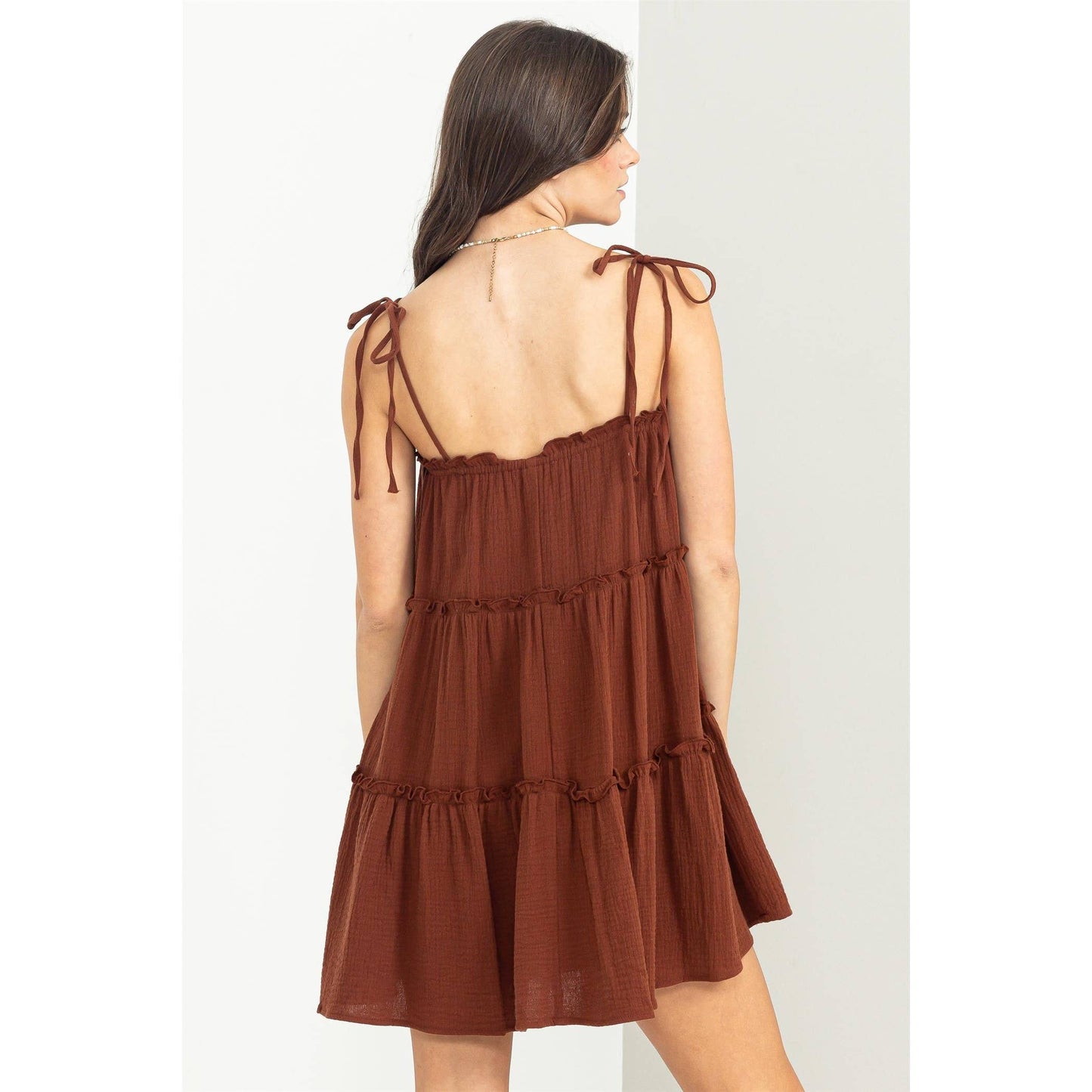 TIE STRAP CAMI TIERED DRESS