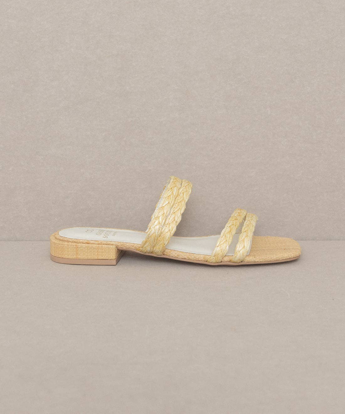 The Elliott Wheat | Raffia Strap Flat