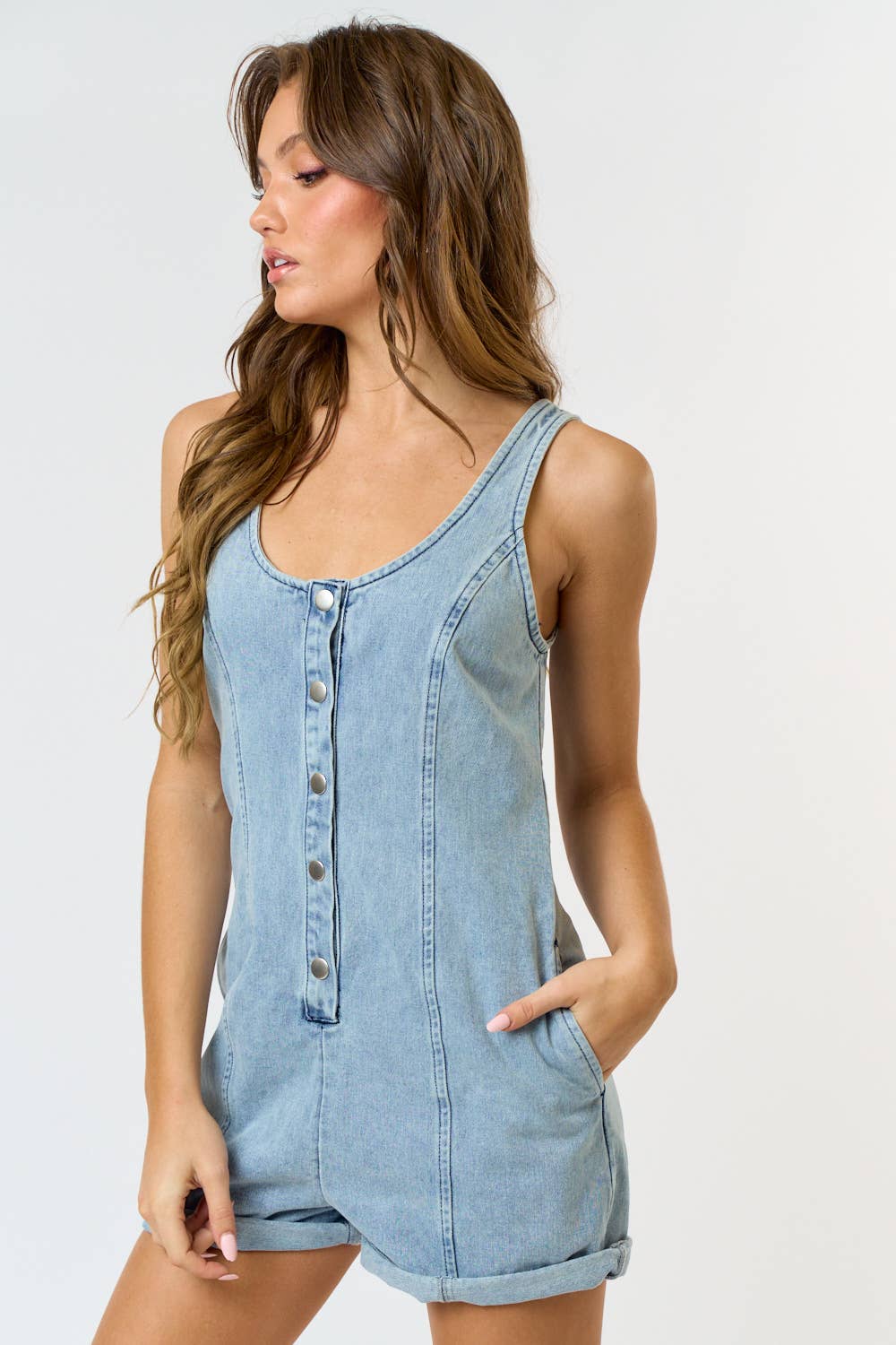 STELLA DENIM ROMPER