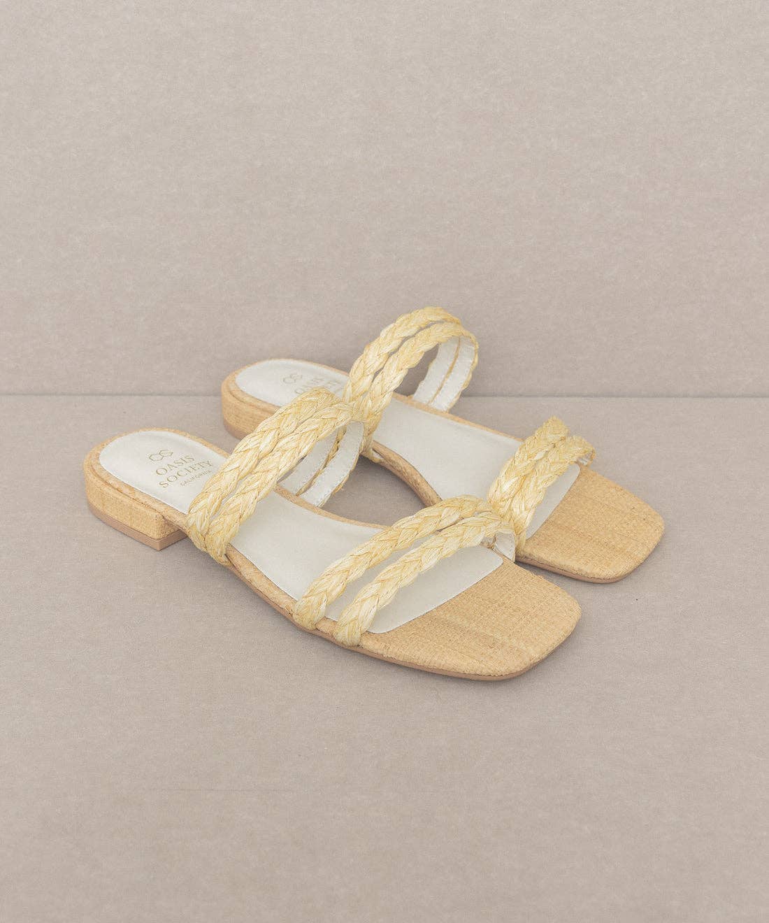 The Elliott Wheat | Raffia Strap Flat