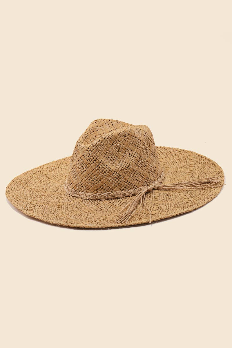 Intricate Straw Weave Sun Hat: KA