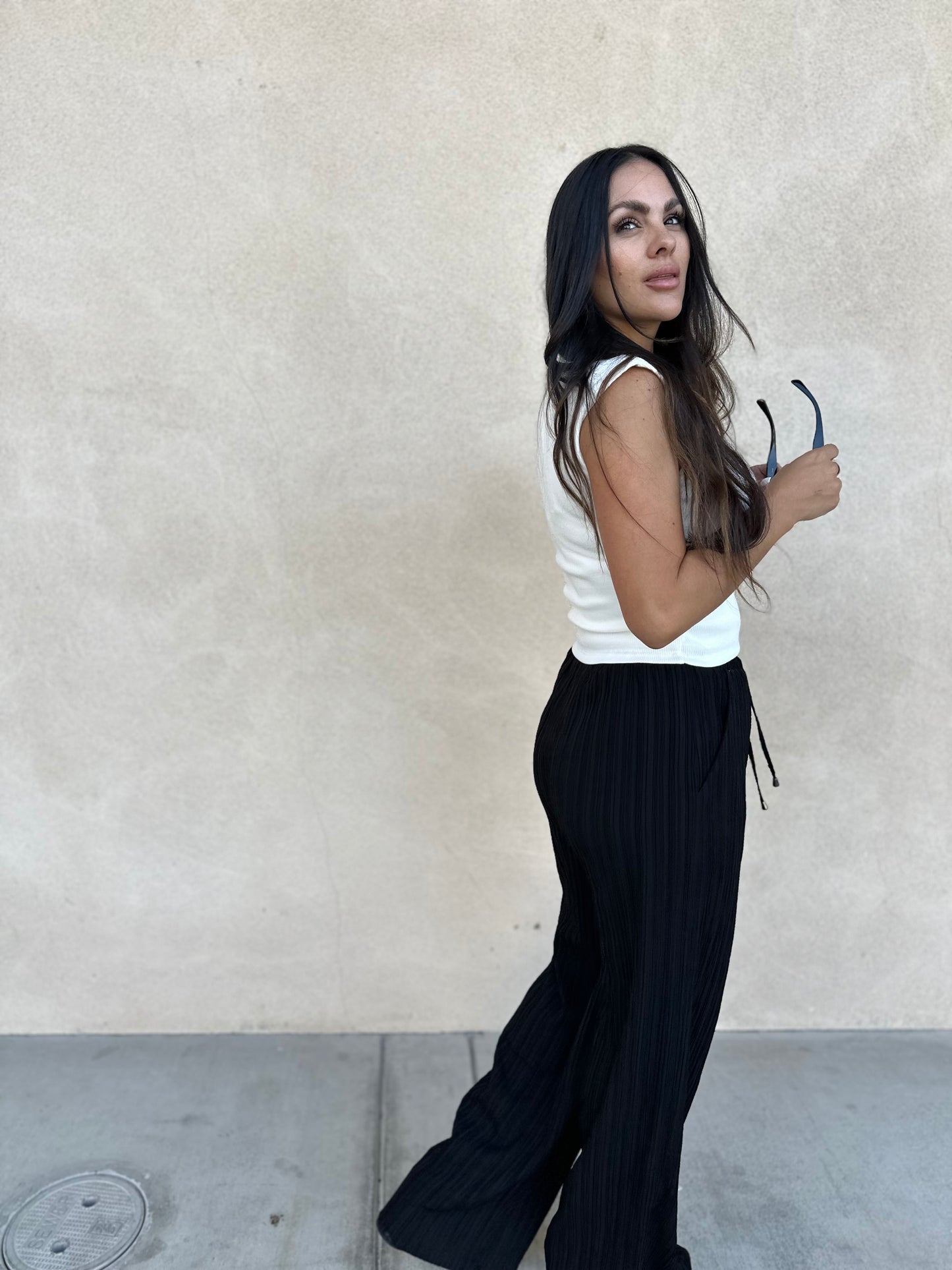 Laci Pleated Black Pants