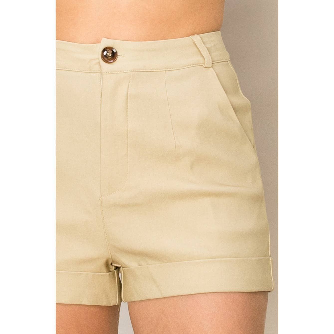 HIGH-WAISTED FOLDED HEM SHORTS