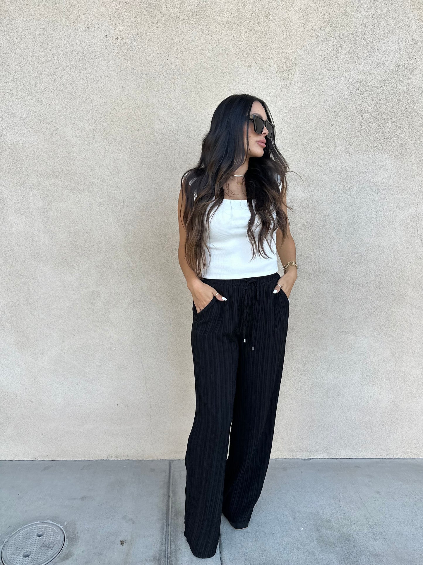 Laci Pleated Black Pants