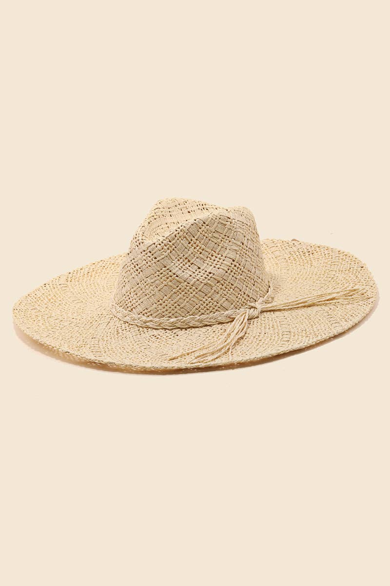 Intricate Straw Weave Sun Hat: KA