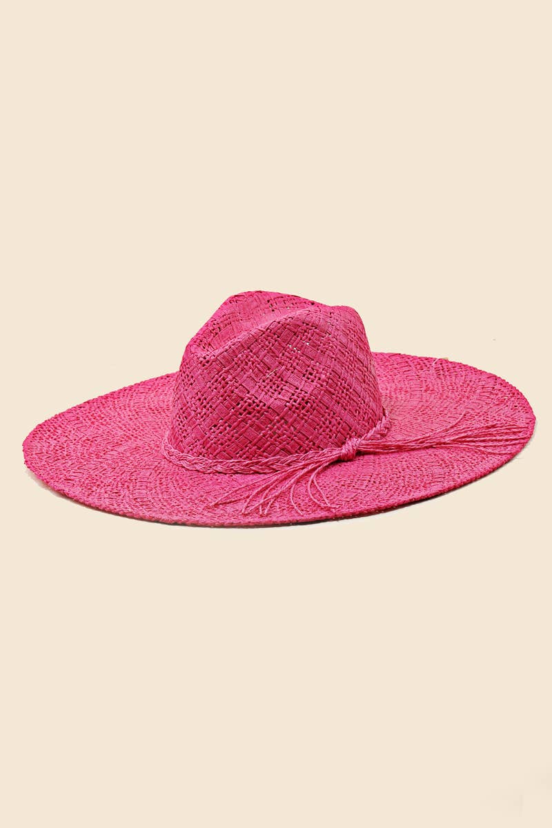 Intricate Straw Weave Sun Hat: KA