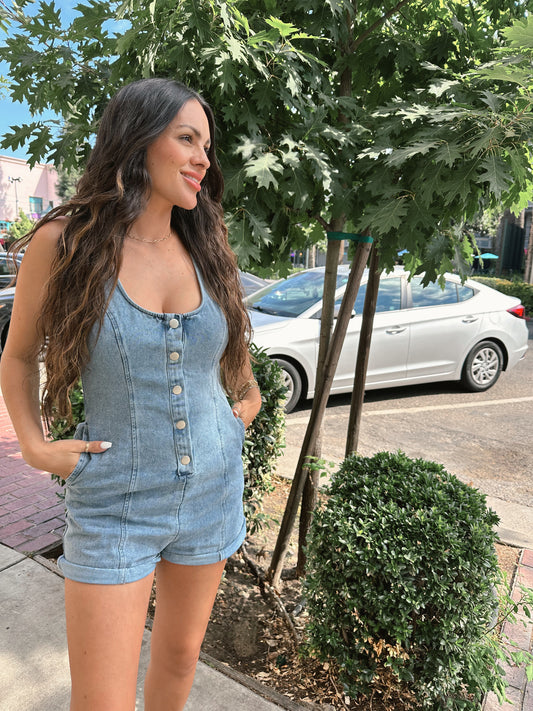 STELLA DENIM ROMPER