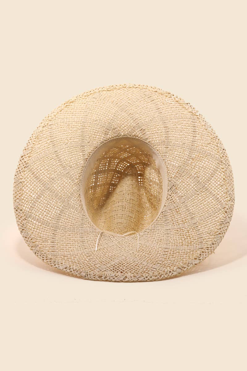 Intricate Straw Weave Sun Hat: KA