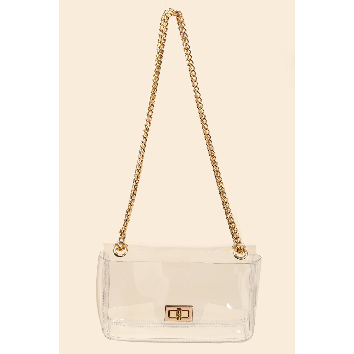 Turn Lock Chain Strap Clutch Bag