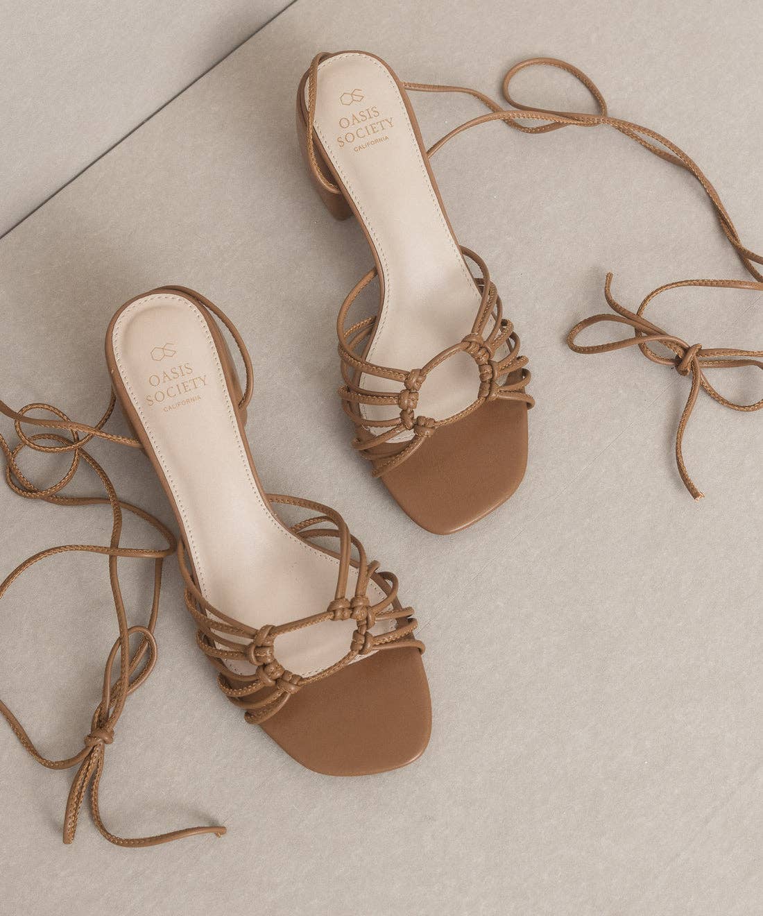 The Celia Brown | Knotted Lace-Up Heel