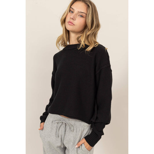 CROPPED OVERSIZED KNIT SWEATER