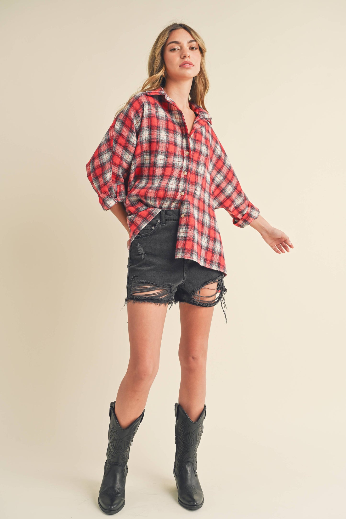 Dalla Plaid Top