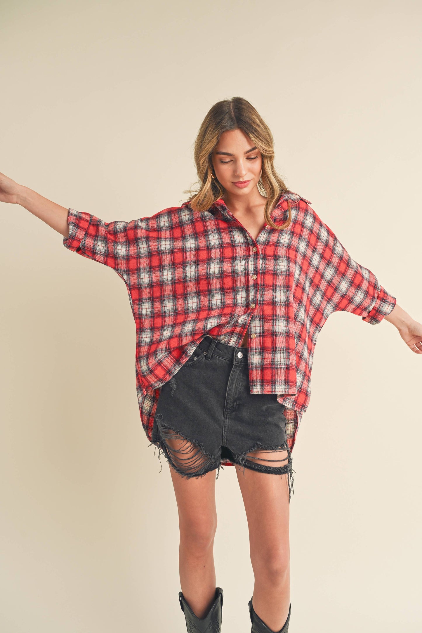 Dalla Plaid Top