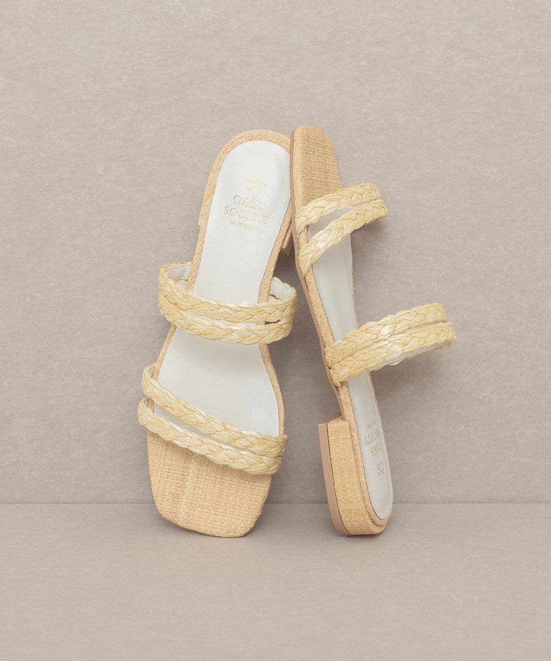 The Elliott Wheat | Raffia Strap Flat