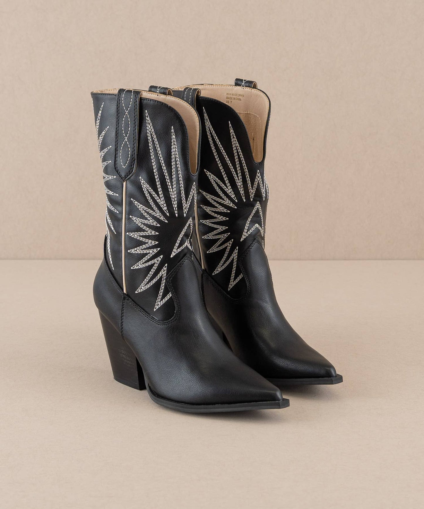 The Emersyn Black | Starburst Embroidery Boots