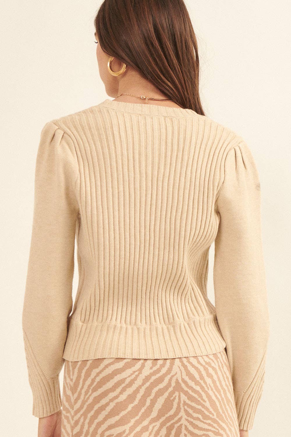 Ribbed Knit Surplice Sweater